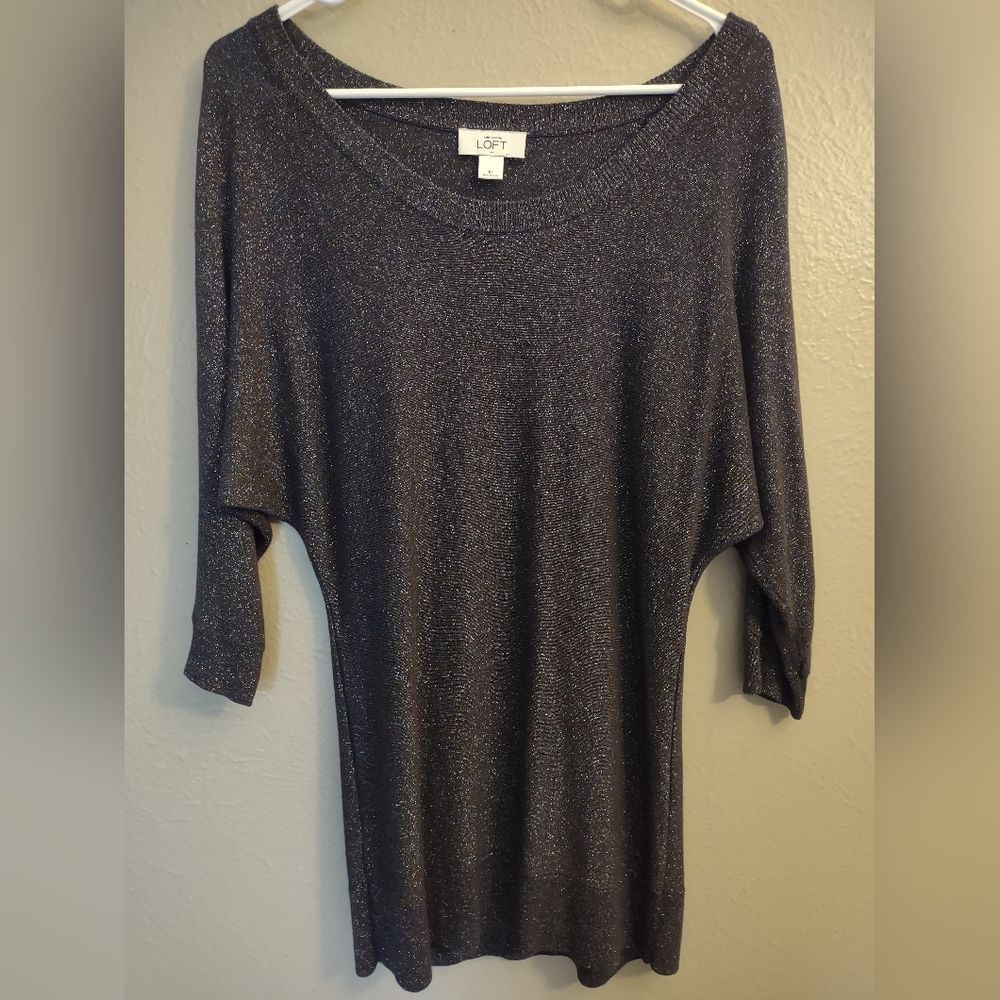 Ann Taylor LOFT Black Metallic Dolman Sleeve Sweater Size Medium